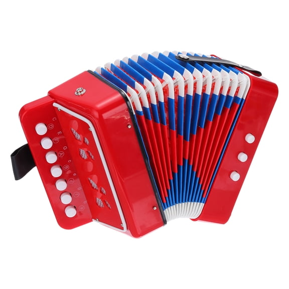 Uxcell Accordion 10 Keys Button Accordion Mini Musical Instrument Gifts, Red