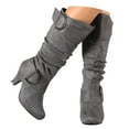 thumbnail image 6 of YLYL Women Slouchy Knee High Boots Metal Buckle Chunky Mid Heel Side Zipper Fashion Riding Boots, 6 of 7