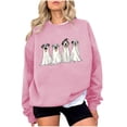 thumbnail image 2 of RKSTN Crew Neck Sweatshirts Women Halloween Dogs in Ghost Sheets Print Long Sleeve Loose Fit Pullover Lightweight Sweatshirts for Women (Pink ,XL), 2 of 4