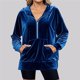 thumbnail image 5 of Sudadera con Capucha y Media Cremallera de Terciopelo para Mujer, Estilo Informal, Larga, con Bolsillos Azul Real XL, 5 of 7