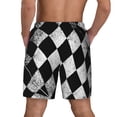 thumbnail image 2 of Mens Swim Trunks Checkered Flag Quick Dry Board Shorts with Compression Liner, 2 of 6