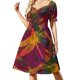 thumbnail image 1 of Vestido de manga corta magenta dorado con diseño de libélula colorida vestidos de noche para mujer ropa femenina, 1 of 6