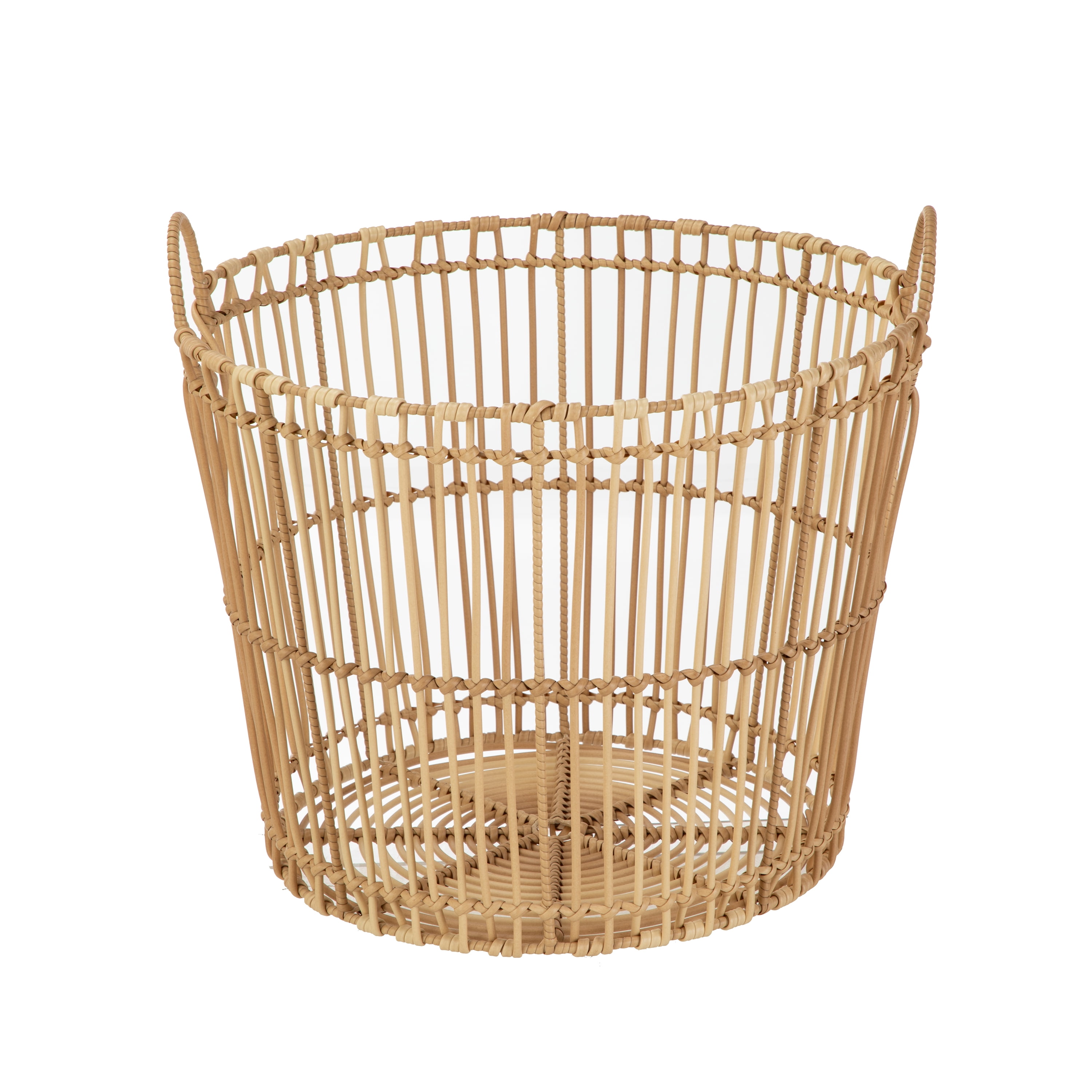 Better Homes & Gardens Large Light Natural Open Poly Rattan Storage Basket with Handles, 2 Pack