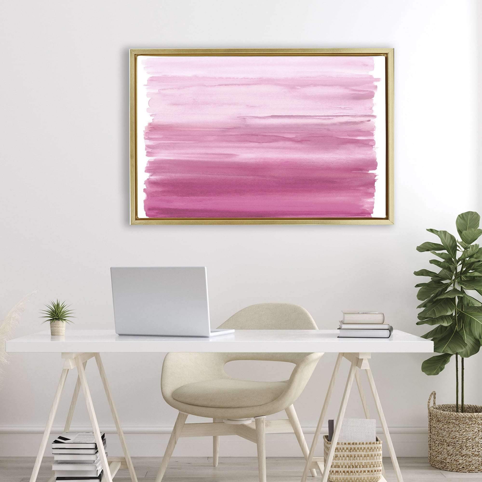 Stupell Industries Ombre Pink Blush Gold Framed Floater Canvas Wall Art, design by Allie Corbin