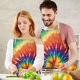 thumbnail image 3 of Colorful Tie Dye Pattern Apron-Garden Aprons for Women with Pockets-Cotton Linen Waterproof Kitchen Cooking Gardening Aprons Adjustable for Kitchen,Cooking,BBQ and Salon 33x27 Inch, 3 of 7
