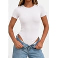 thumbnail image 6 of PRETTYGARDEN Body Suits for Womens Summer Tops Casual Short Sleeve Ribbed Fitted Basic Tee Shirts Spring Fashion Clothes, 6 of 9