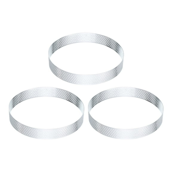 Uxcell 3Pcs Stainless Steel Cake Rings 5.5" Round Perforated Metal Circle Baking Dessert Mousse Cake Ring Non Stick