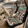thumbnail image 3 of Xixirimido Breathable Car Seat Cover Set of 5 PU Leather Front Seats with Seat Belt & Console Covers Universal Fit Automotive Accessories, Ethnic Tribe Cow Print, 3 of 8
