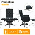 thumbnail image 6 of Bestier Big and Tall Executive Office Chair with Flip-up Arms for Adult, Wide Seat Ergonomic Computer Desk Chair,High Back Velvet Comfy Cross-Legged Office Chair with Footrest and Side Pockets, Black, 6 of 11