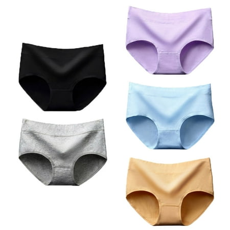 

Miyanuby 5 Pack Womens Underwear Mid Waist Full Coverage Breathable Cotton Ladies Briefs Hipster Panties for Women XL