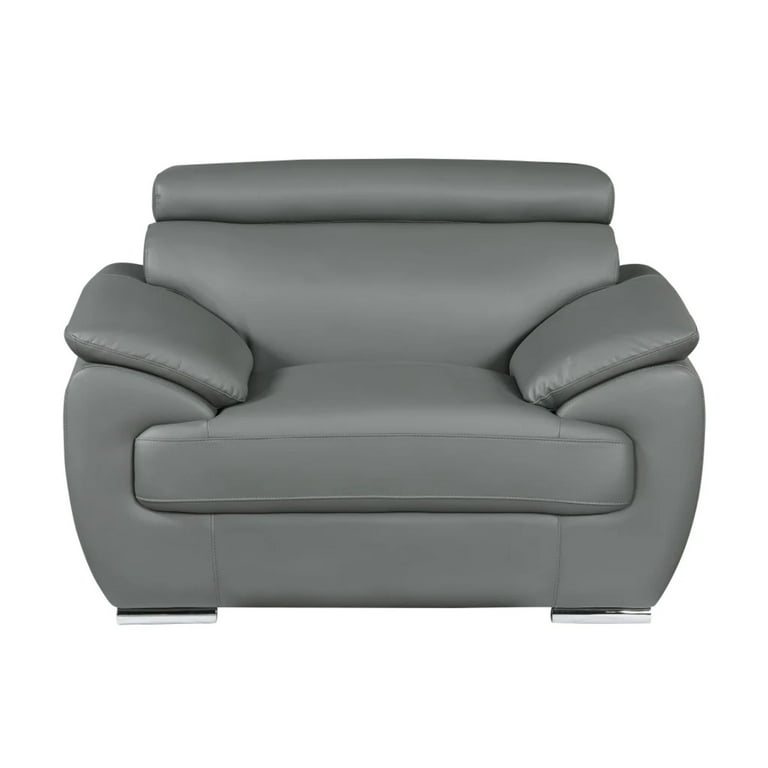 HomeRoots 329526 114 in. Captivating Grey Leather Sofa Set