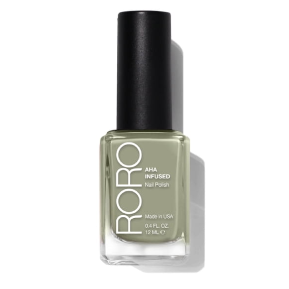 roro AHA Infused 21+ Free Esmalte de uñas - Laca de color de uñas de alto impacto resistente a las astillas Fabricada en los EE. UU. Vegano/sin crueldad animal Sin gluten Extra Olives Light Sage Green