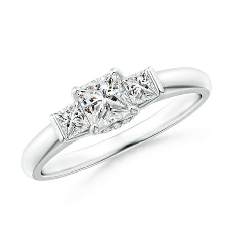 Platinum Princess Cut Diamond - April Birthstone - Classic 3 Stone Princess Cut Diamond Engagement Ring in Platinum (Weight: 0.41ctwt)