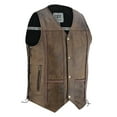 thumbnail image 3 of Men's Motorcycle Sleeveless Leather Vest Biker Riders Motorbike Vests New Antique Brown-42, 3 of 5