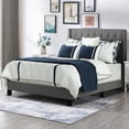 thumbnail image 2 of Gray Queen Size Bed Frame, Upholstered Bed Frame Queen, Linen Fabric Platform Bed Frame with Button Tufted Headboard, 500LBS Load Capcity, 2 of 10