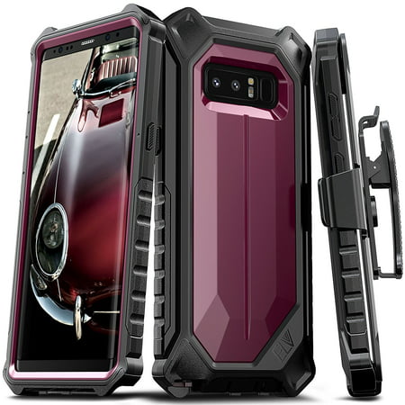 Galaxy Note 8 Case, ELV Samsung Galaxy Note 8 Holster Defender 360 degree Heavy Duty Armor Full Body Protective Hybrid with Kickstand and Belt Clip for Samsung Galaxy Note 8 (WINE /