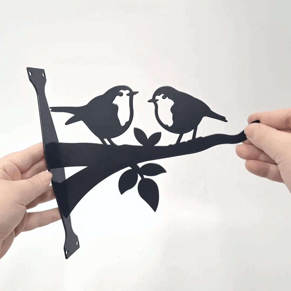Metal Bird Feeder Hanger with Robin Silhouette, Wall Mounted Suet Feeder Holder for Outdoor Garden Yard