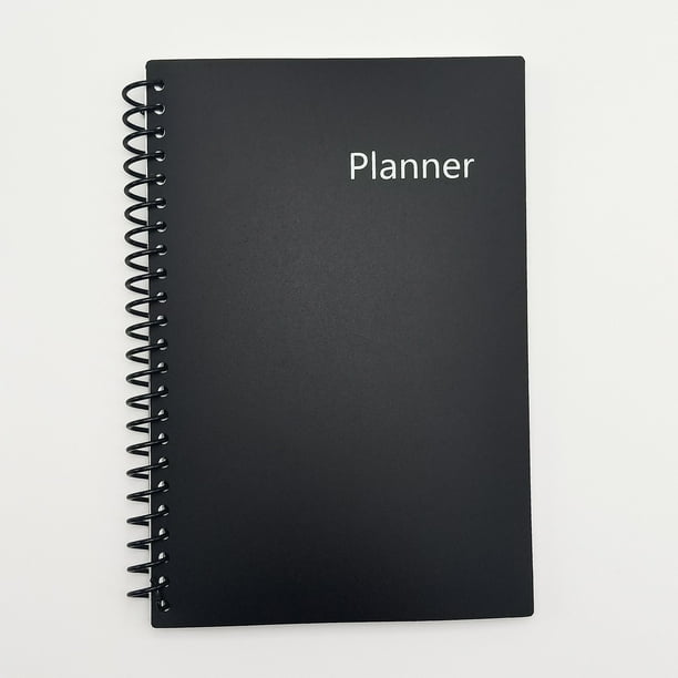 Pen + Gear Poly Medium Undated Planner, Black Color, 146 Pages, Spiral