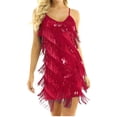 thumbnail image 3 of CHICTRY Womens Sequins Fringes Latin Dancewear Shiny Tassels Rumba Flapper Dress, 3 of 7