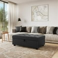 thumbnail image 2 of CorLiving Aubin Black Faux Leather Upholstered Contemporary Storage Ottoman, 2 of 12