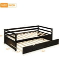 thumbnail image 3 of Twin Size Daybed with Pull-out Trundle Bed, Solid Wood Daybed with Guardrails, Twin Platform Bed Frame for Boys Girls Teens Adults Bedroom, Sturdy Wood Slats Support, No Box Spring Needed, 3 of 6