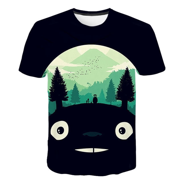 Summer Classic Totoro Anime T-Shirts & Prints Men's Casual T-Shirts Kawaii Cartoon Graphics Funny Harajuku O-Neck Short Sleeves13T Gong Bohan LED