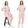 thumbnail image 6 of LYMAYTER Nurse Uniform Set for Womens, Summer Loose Medical Uniform Zipper Crew Neck 2 Piece Medical Workwear S-2XL, 6 of 6