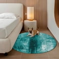 thumbnail image 3 of Teal Round Area Rug 3.3 FT, Non Slip Small Entryway Kitchen Mat, Retro Oil Painting Modern Abstract Art Aesthetics Washable Soft Circular Rug Non-Shedding Door Mat for Bathroom Playroom Kids Room, 3 of 9