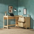 thumbnail image 3 of Walker Edison Holmes Modern L Shaped Desk with Drawer Storage - Coastal Oak, 3 of 18