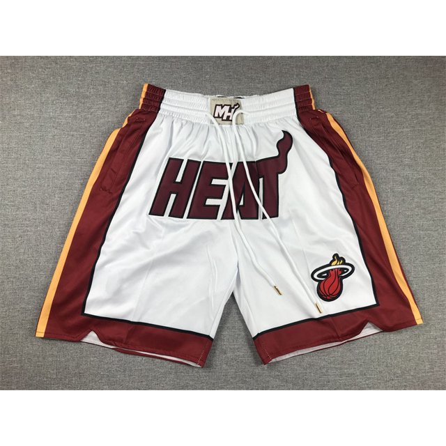 Miami Heat Retro Embroidered Zipper Pocket Shorts Basketball Pants Embroidered Shorts