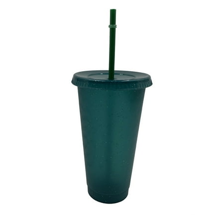 

500ml/710ml Drinking Cup Travel Coffee With Straw Lid Flash Powder Water Bottle