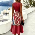 thumbnail image 5 of Women's Independence Day 250 Years Anniversary Patriotic Dress Sleeveless Round Neck Casual Plaid and Floral Print Midi Length Comfortable Fit 4th of July USA Flag Summer Dress Red XL, 5 of 5