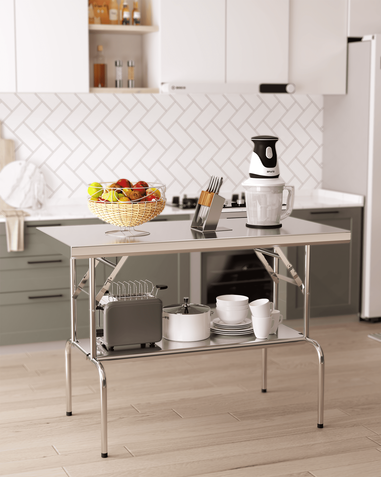 Stainless steel kitchen island with seating deals