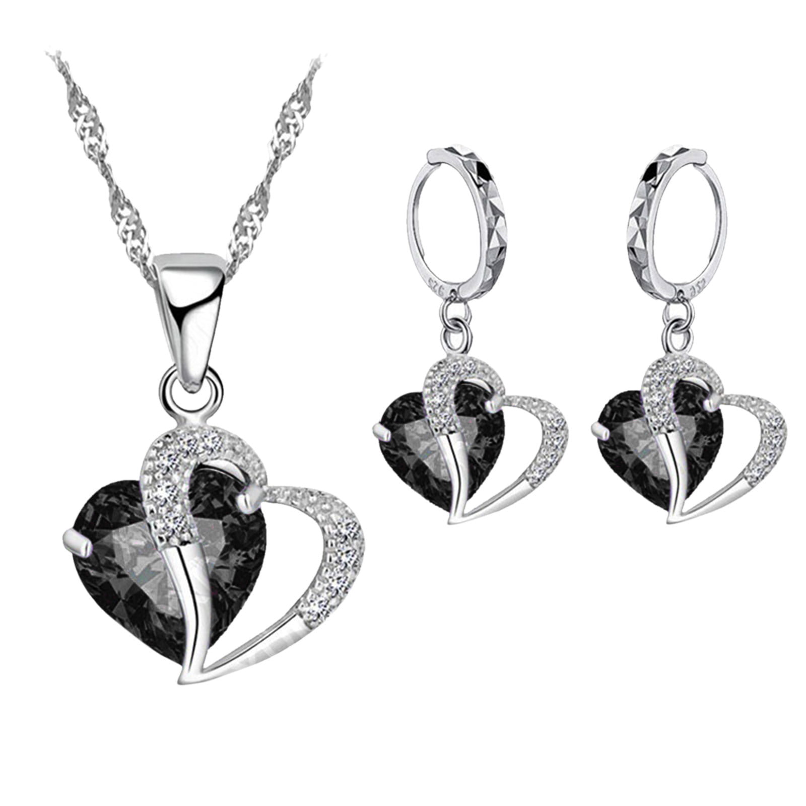 Details about   January Birthstone SET Jewelry 925 Silver CAB GARNET Matching Earrings Pendant 