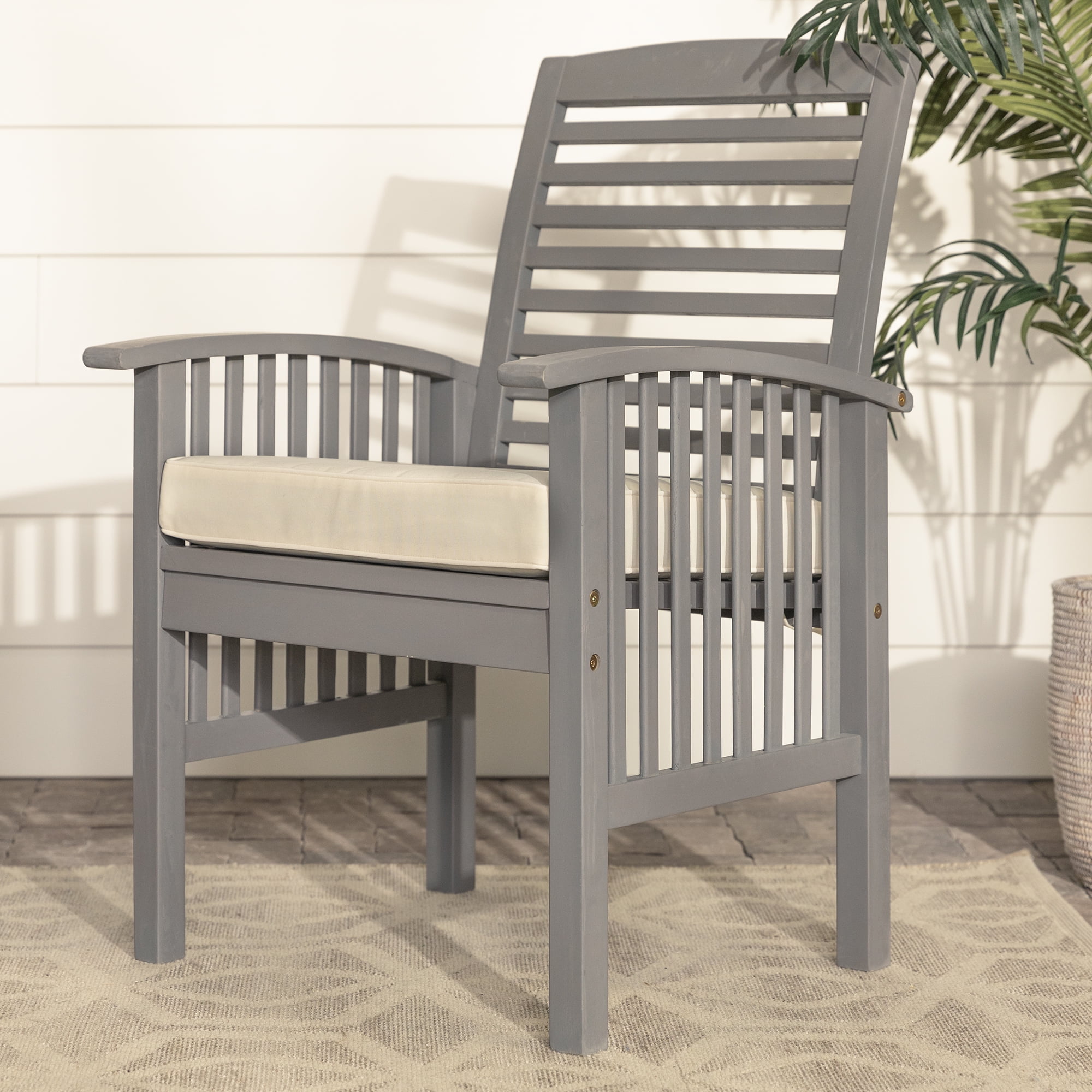 Manor Park Outdoor Dining Chair - Acacia Wood - Set of 2 - with Cushion - Grey