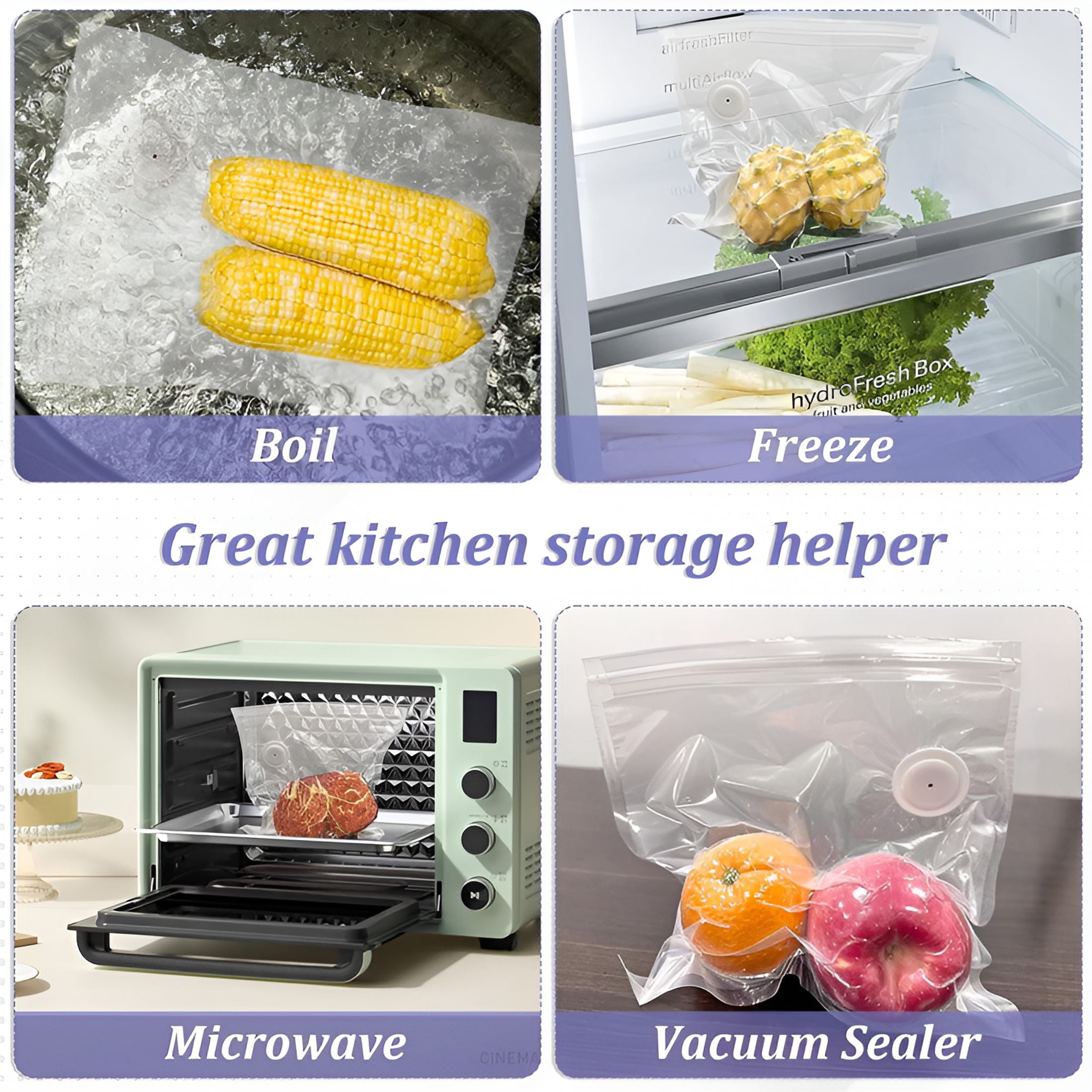 ACDANC 40PCS Vacuum Sealer Bags for Food with Air Valve, Reusable Sous Vide Bags (20 large+20 small)