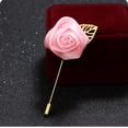 thumbnail image 4 of Gentleman's Suit Flower Brooch Handmade Lapel Pin Boutonniere Stick Corsage Accessory Multicolor Rose Satin Tuxedo Groom Wedding Banquet Party, 4 of 8