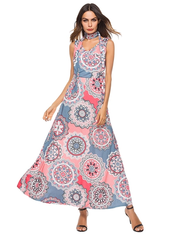 bohemian print maxi dress