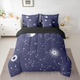 thumbnail image 2 of jejeloiu Horoscope Theme 7pcs Bedding Comforter Set,Constellation Print Queen Bedding Sets,Purple White Queen Sheet Sets For Kids,Luxury Bedroom Decor Reversible, 2 of 8