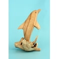 thumbnail image 5 of G6 Collection Wooden Hand Carved Single Dolphin Statue Sculpture Wood Home Decor Fish Figurine Handcrafted Handmade Seaside Tropical Nautical Ocean Coastal Decoration, 5 of 5