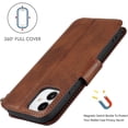 thumbnail image 5 of for iPhone 12 Mini Wallet Case with Card Holder Slots,Kickstand Phone Cover Premium Leather Magnetic Closure Slim Flip Shockproof Wrist Strap Case for iPhone 12 Mini 5.4",Brown, 5 of 14