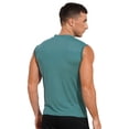 thumbnail image 4 of DPOIS Men's Compression Mock Neck Sleeveless Muscle T-Shirt Athletic Workout Fitness Sports Tops Dark Green M, 4 of 5