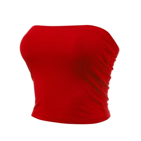 

FashionMille Women Strapless Slim Fit Tube Top Elastic Band Double Layered Casual Bandeau Sexy Bra Top