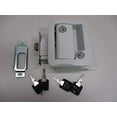 thumbnail image 1 of RV Camper Trailer White Entry Door Handle Latch Keyed Lock w/Deadbolt / 4 Keys, 1 of 2