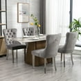 thumbnail image 3 of ODUSE-DAILY Grey Velvet Dining Chairs Set of 2, Kitchen & Dining Room Chairs, Nailheads Tufted, Sillas De Comedor, Fabric Upholstered, Silver Chrome Metal Legs (Gray, 2 Pcs), 3 of 12