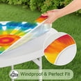 thumbnail image 5 of Colorful Rainbow Tie Dye Spiral Pattern Round Fitted Tablecloth with Elastic Edge,Dining Table Cover Waterproof,Outdoor Round Tablecloth for Camping,Dining,Indoor and Outdoor, 5 of 7