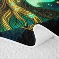 thumbnail image 5 of Homewish Astrology Tree Of Life Twin Quilt Set,Nature Boho Aesthetic Twin Coverlet Set,Green Gold,Black Reversible,2pcs, 5 of 7