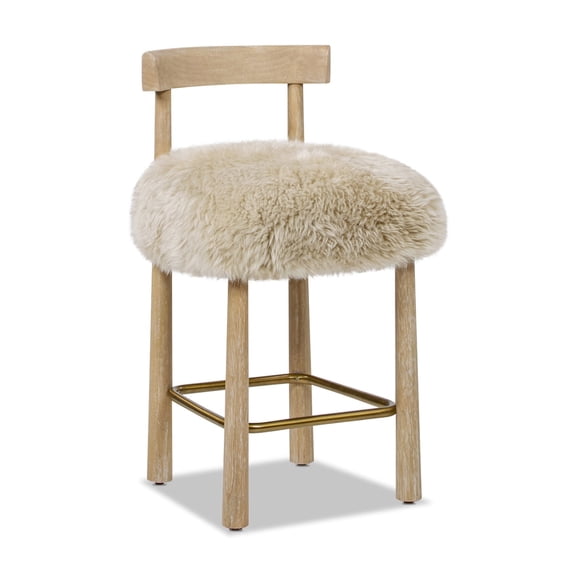 Jennifer Taylor Home Arden 27.5 Genuine Fur Counter Height Bar Stool Natural Blonde Genuine Fur