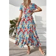 thumbnail image 7 of PRETTYGARDEN Women's Summer Wrap Maxi Dress Casual Boho Floral V Neck Short Sleeve Ruffle Hem Split Beach Long Dresses, 7 of 7