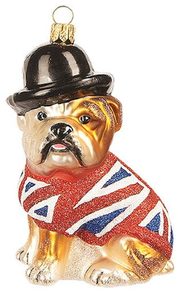 English Bulldog Polish Glass Christmas Tree Ornament Dog England Union